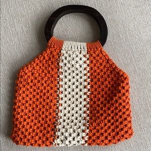Wooden Handle Crochet Bag